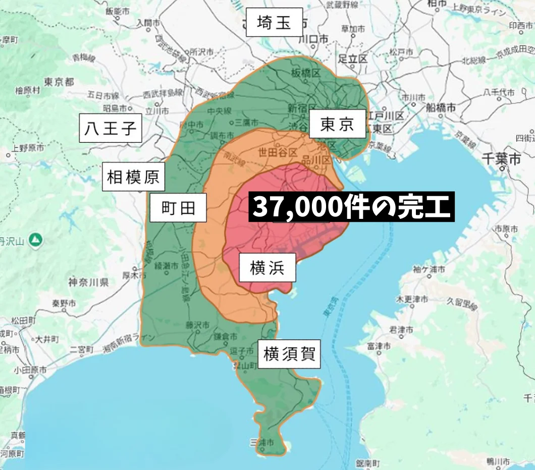 37,000件の完工：地図