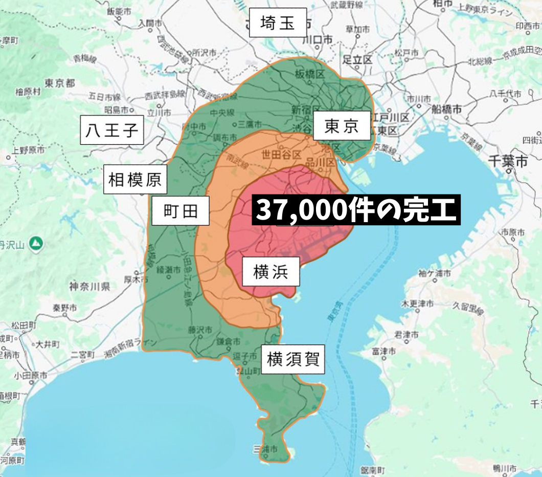 37,000件の完工：地図